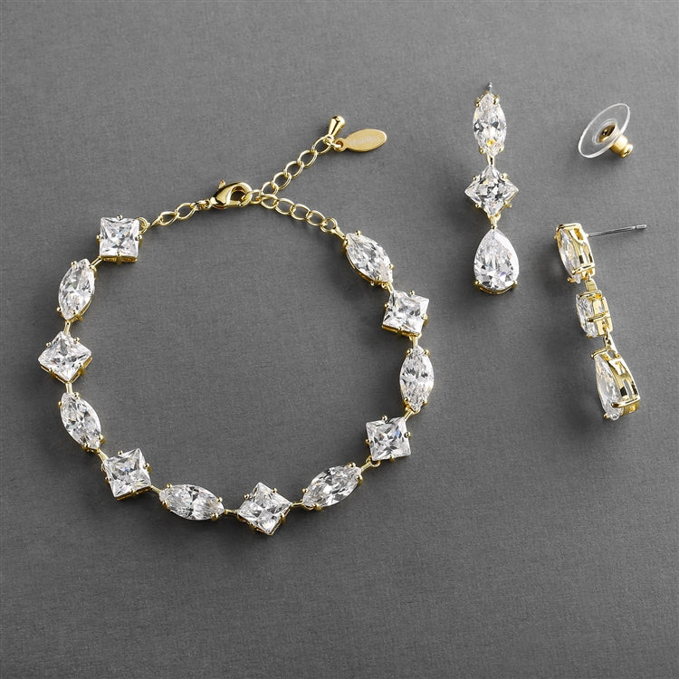 Cubic Zirconia Bracelet and Earring Set