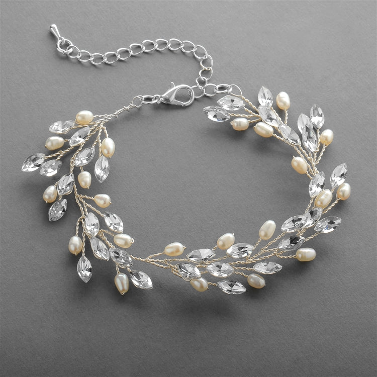 Marquise Crystal Bracelet With Freshwater Pearls