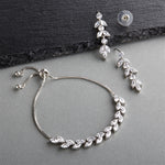 Load image into Gallery viewer, Cubic Zirconia Silver Bridal Bracelet &amp; Earrings Set
