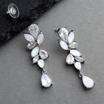 Load image into Gallery viewer, Cubic Zirconia Drop &amp; Linear Opal Earrings
