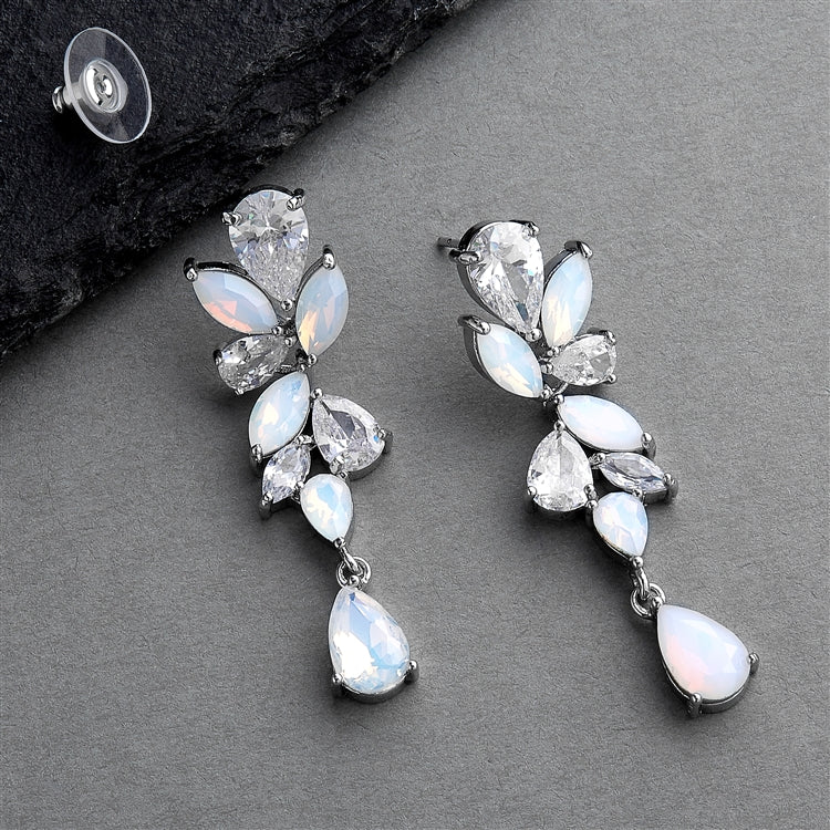 Cubic Zirconia Drop & Linear Opal Earrings