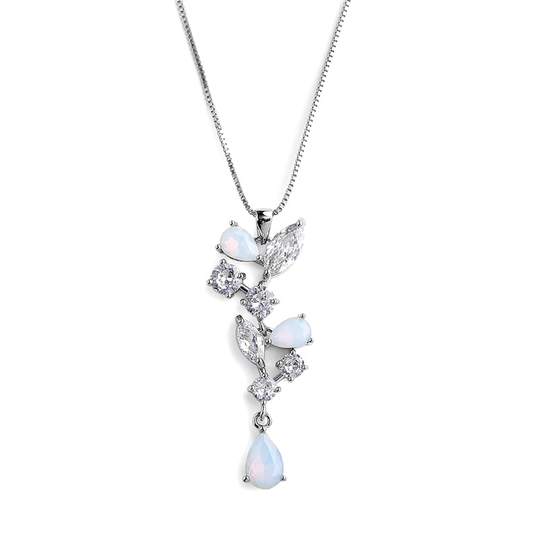 Cubic Zirconia & Opal Wedding Necklace