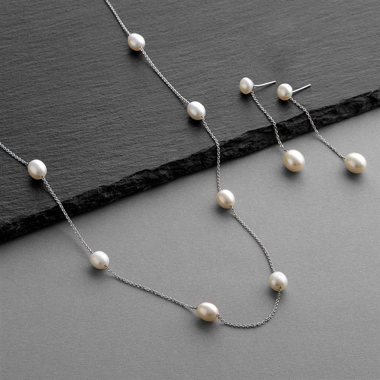 Ivory Pearl Necklace And Earrings Set For Wedding