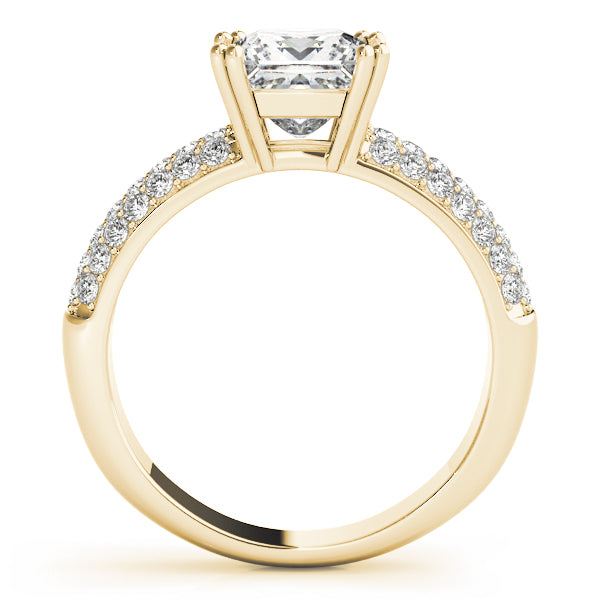 Pave-Setting Princess Cut Diamond Engagement Ring