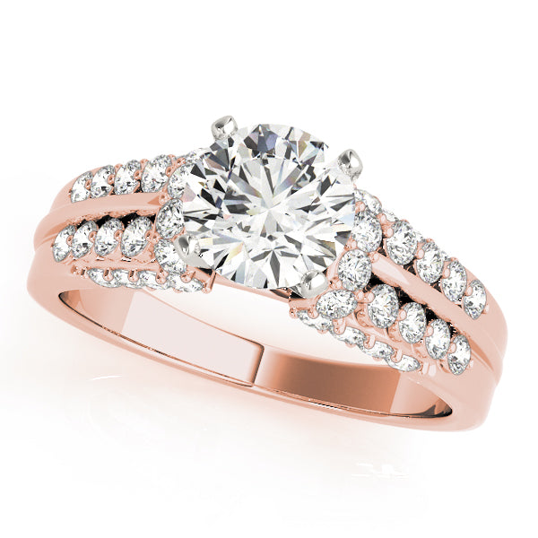 Round Diamond Pave Set Engagement Ring