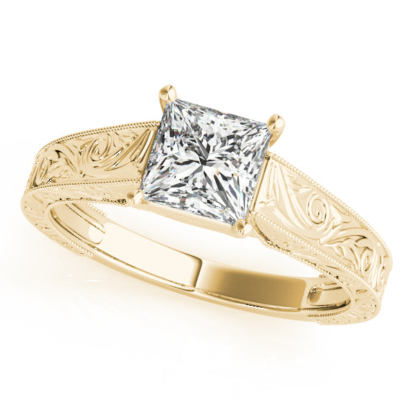 Solitaire Princess Engagement Ring With Trellis Design
