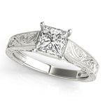 Load image into Gallery viewer, Solitaire Princess Engagement Ring With Trellis Design
