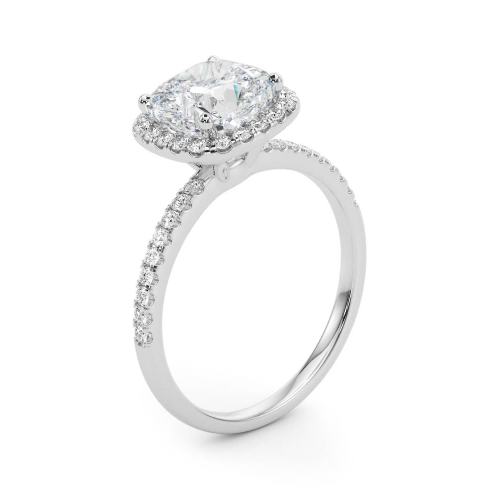 Radiant Cushion Cut Lab Grown Diamond Halo Ring