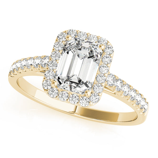 Semi-mount Emerald Cut Halo Engagement Ring