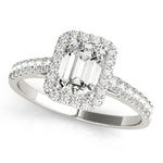 Load image into Gallery viewer, Semi-mount Emerald Cut Halo Engagement Ring
