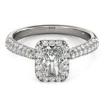 Load image into Gallery viewer, Pave Setting Emerald Diamond Engagement Ring
