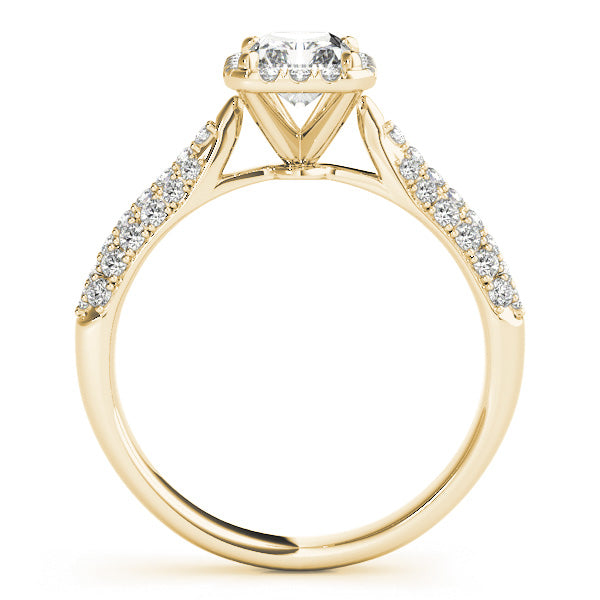 Pave Setting Emerald Diamond Engagement Ring
