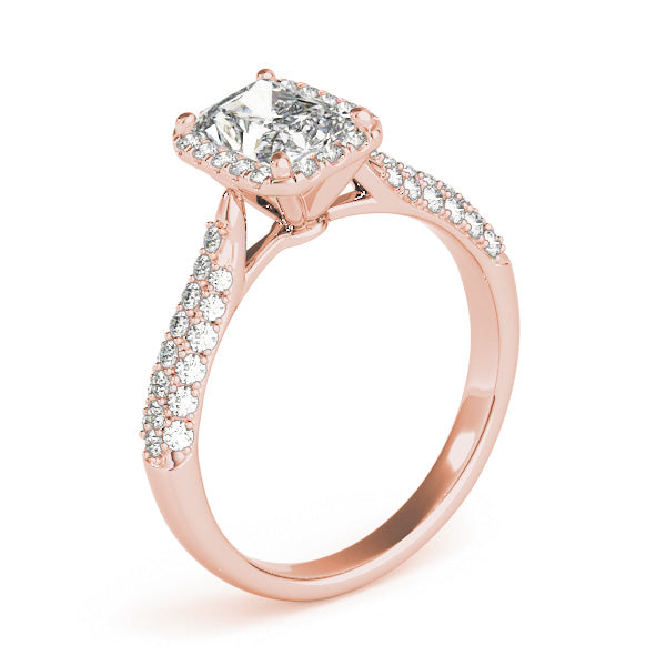 Pave Setting Emerald Diamond Engagement Ring
