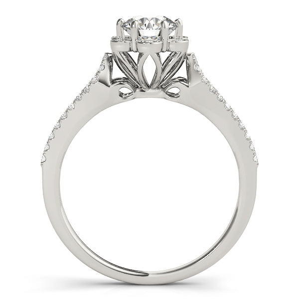 Semi-mount Round Cut Diamond Halo Engagement Ring