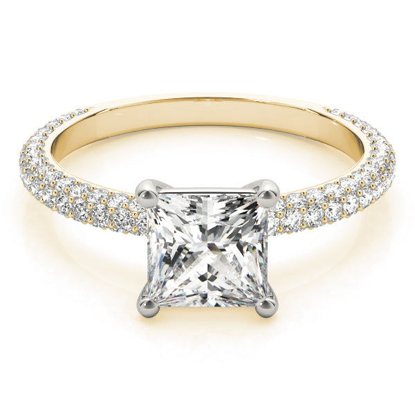 Pave Princess Cut Diamond Engagement Ring