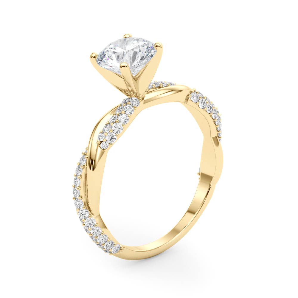 Twisted Band Round Diamond Engagement Ring