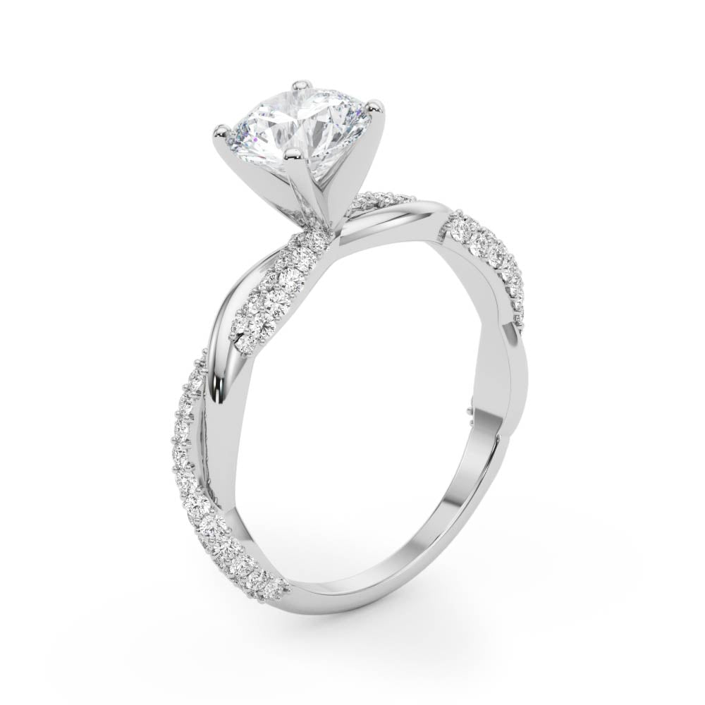 Twisted Band Round Diamond Engagement Ring