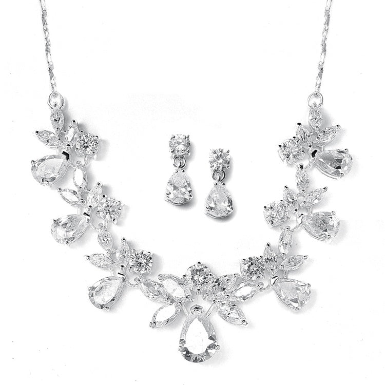 Pear Shaped Bridal Necklace And Earrings Set