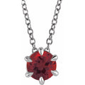 Round Sterling Silver Garnet Necklace