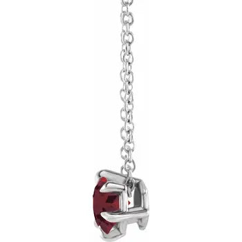 Round Sterling Silver Garnet Necklace