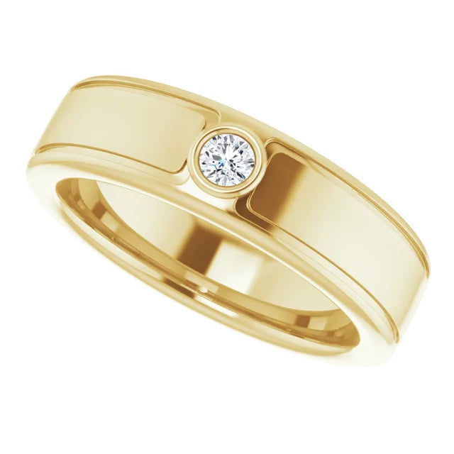 Solitaire Bezel Set Diamond Ring For Men