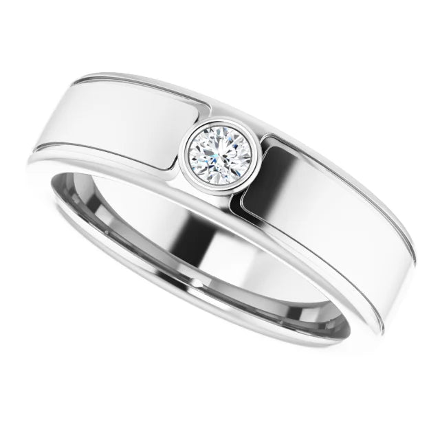 Solitaire Bezel Set Diamond Ring For Men