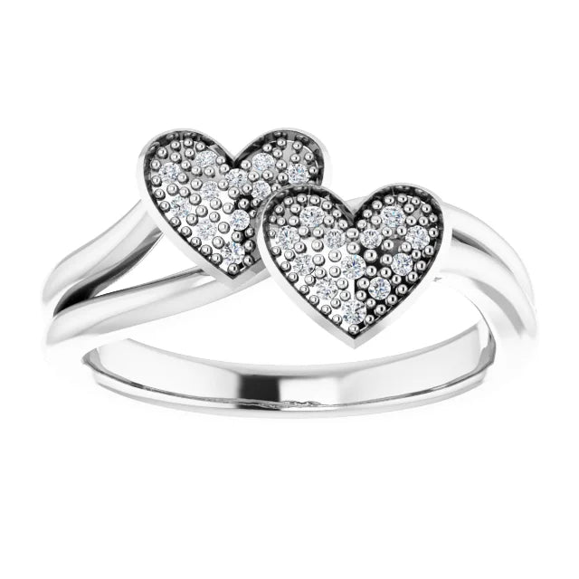 Sterling Silver Double Heart Ring