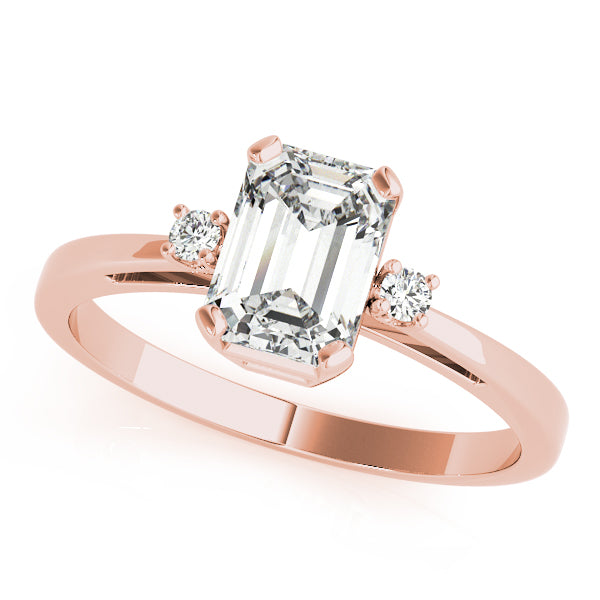 Three Stone Women’s Emerald Cut Engagement Ring