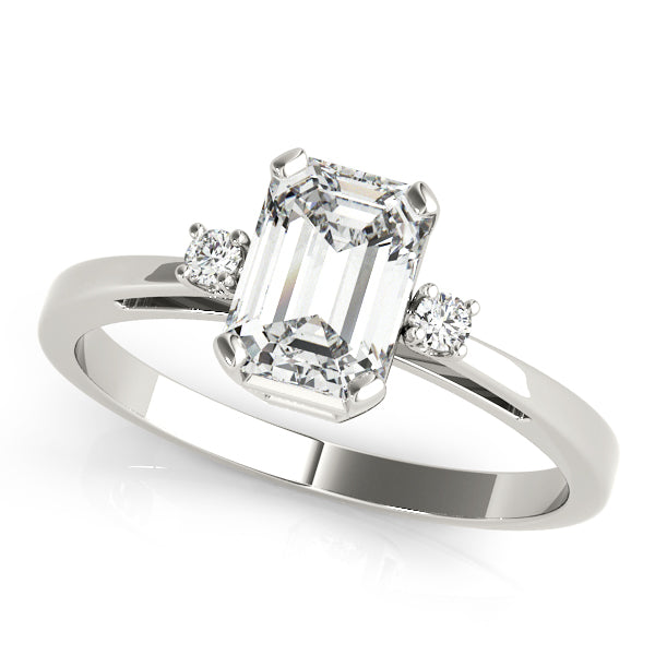 Three Stone Women’s Emerald Cut Engagement Ring