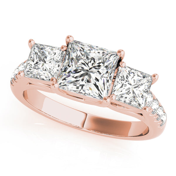 Three-Stone Princess Cut Engagement Ring