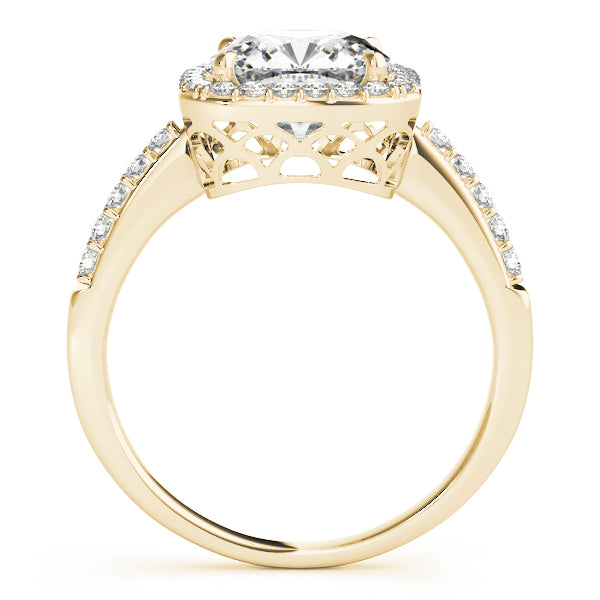 Square Cushion Halo Diamond Engagement Ring