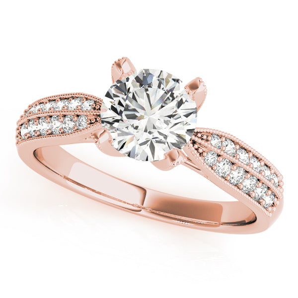 Pave Round Cut Diamond Engagement Ring