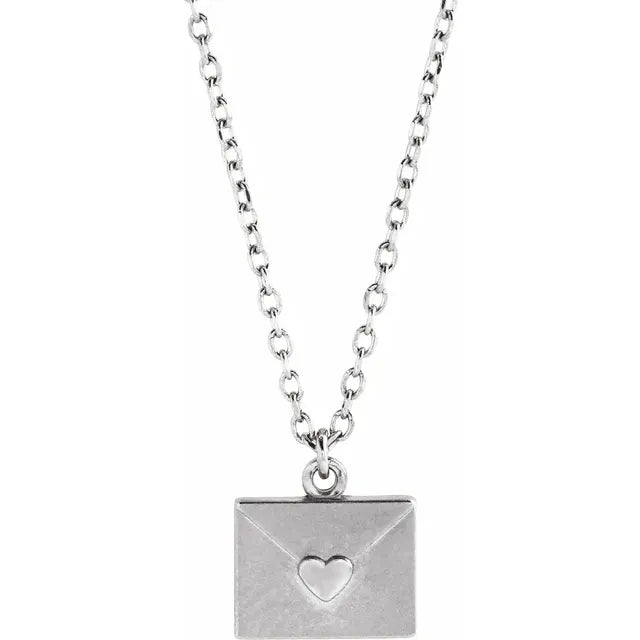 Trendy Fashion Sterling Silver Envelope Necklace