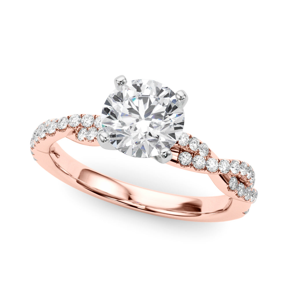 Round Diamond Twisted Shank Engagement Ring