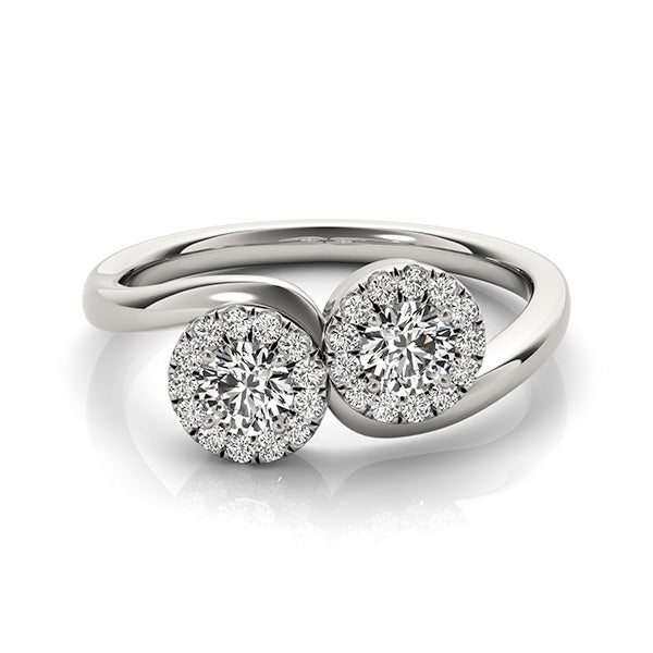 Two Stone Round Diamond Halo Ring