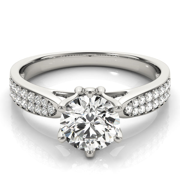 Pave Round Diamond Engagement Ring
