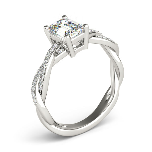 Emerald-Cut Braided Shank Multi-Row Diamond Ring