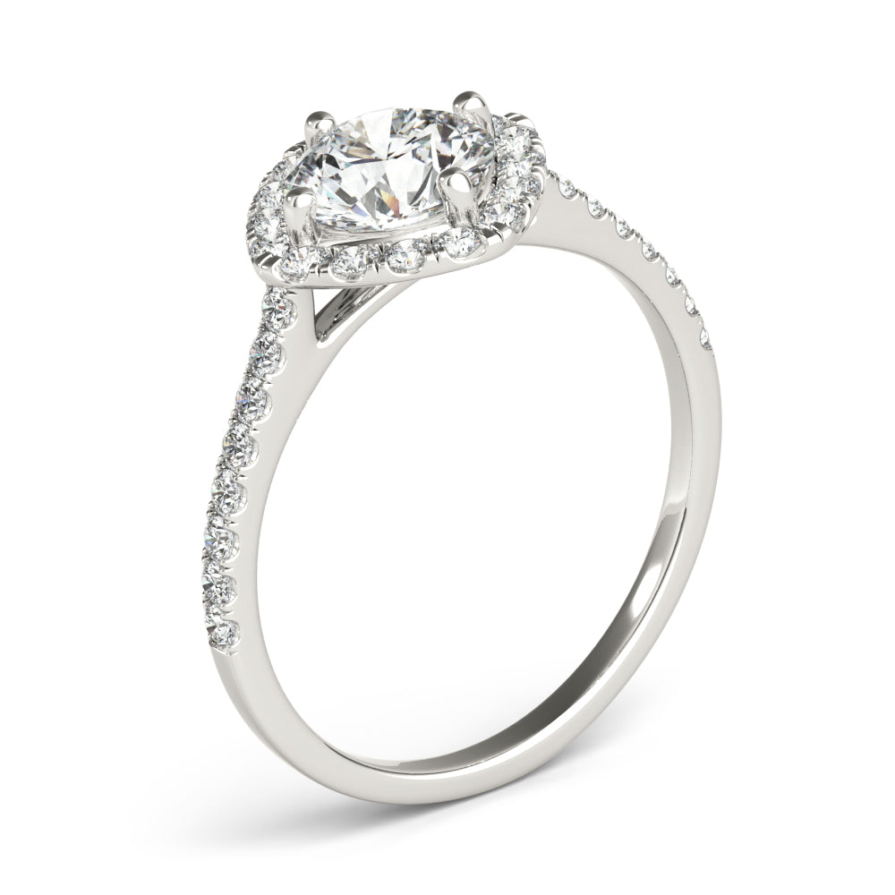 Round Diamond Cushion Halo Engagement Ring