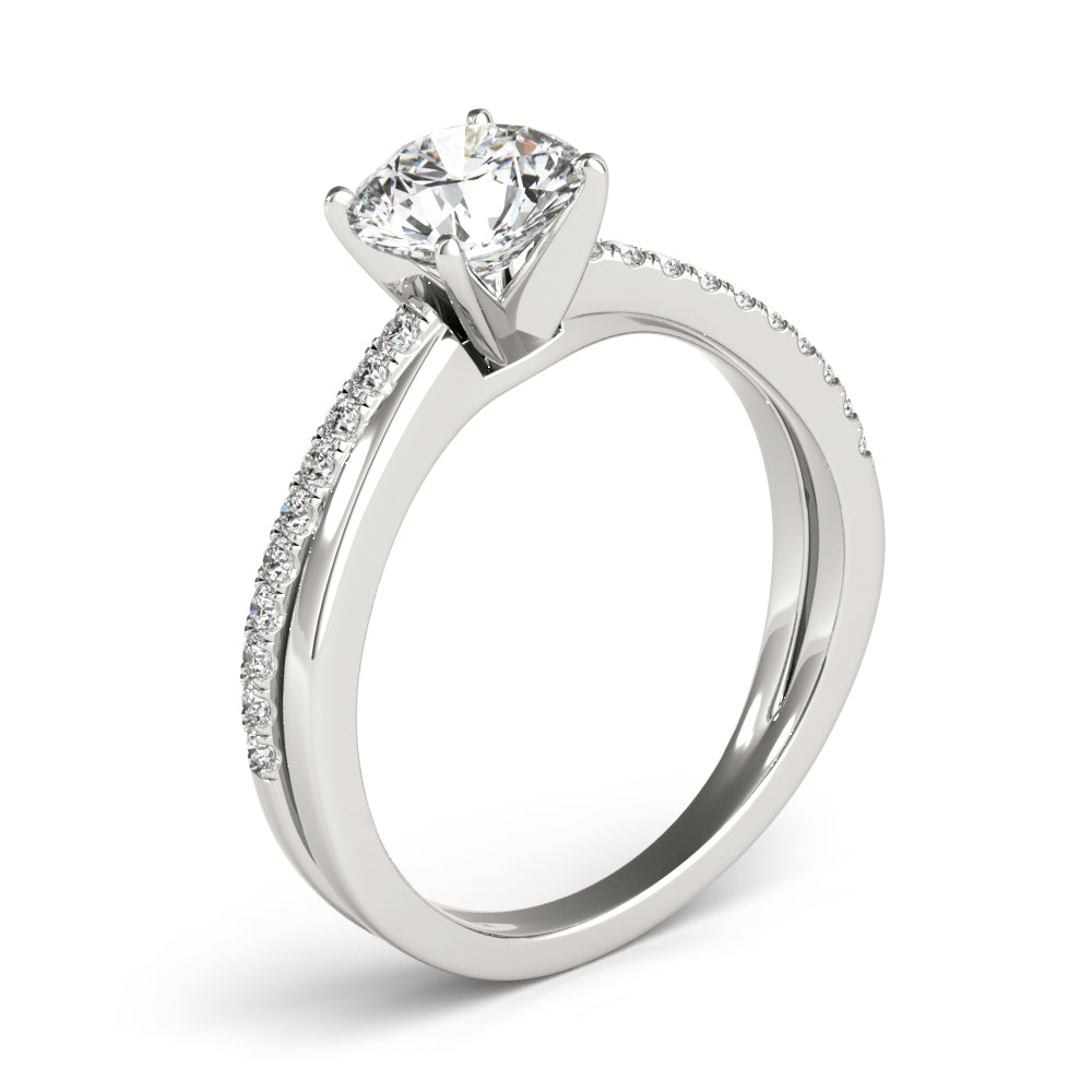 Round Diamond Split Shank Engagement Ring