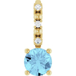 Load image into Gallery viewer, Aquamarine Round Natural Diamond Pendant
