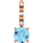 Load image into Gallery viewer, Aquamarine Round Natural Diamond Pendant
