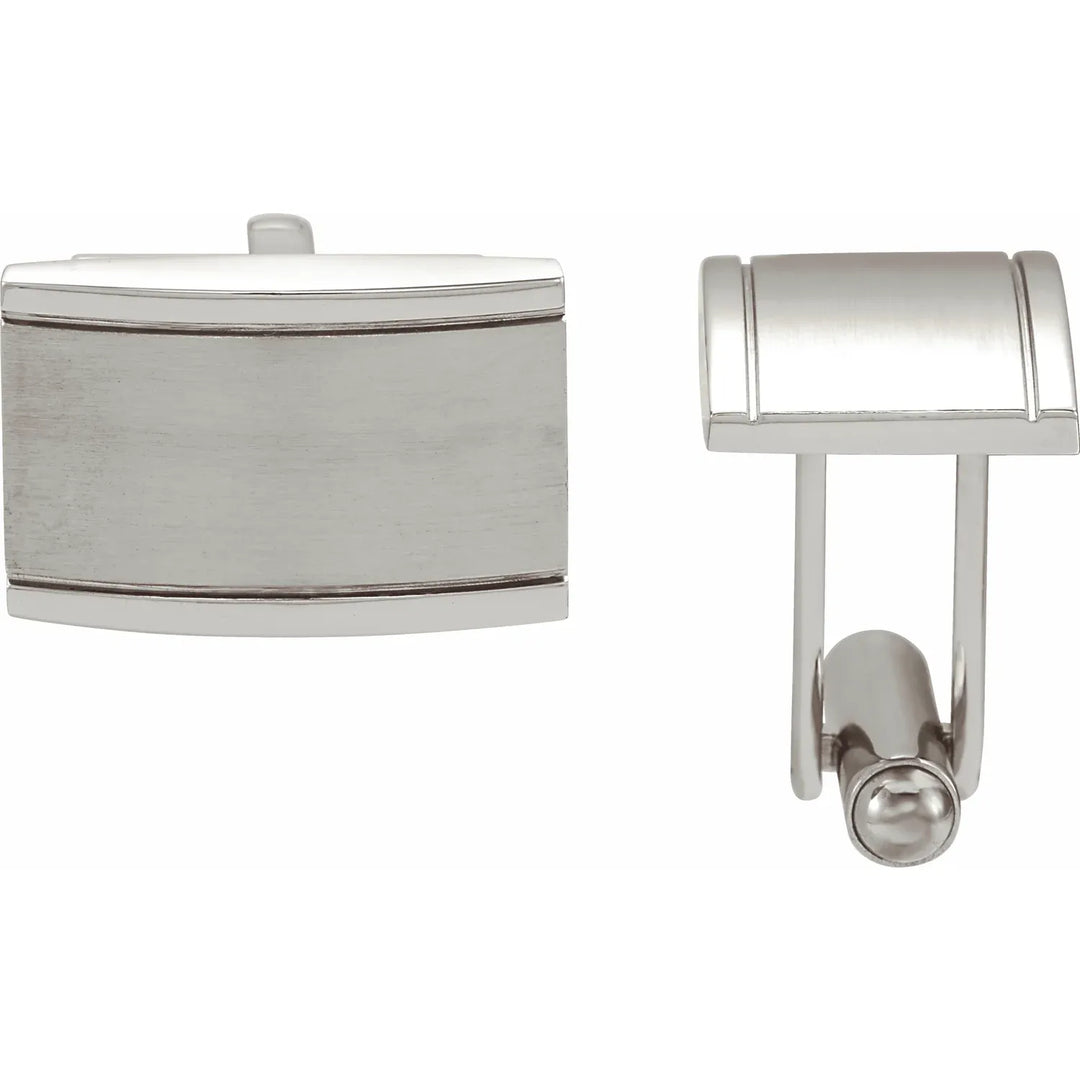 Rectangular Ridged Sterling Silver Cufflinks